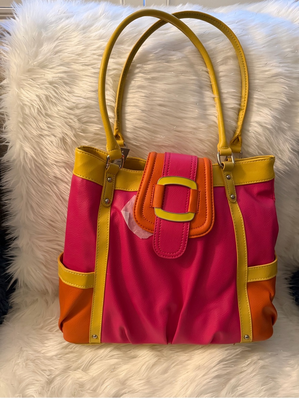 Pink, Orange & Yellow Colorblock Shoulder Tote